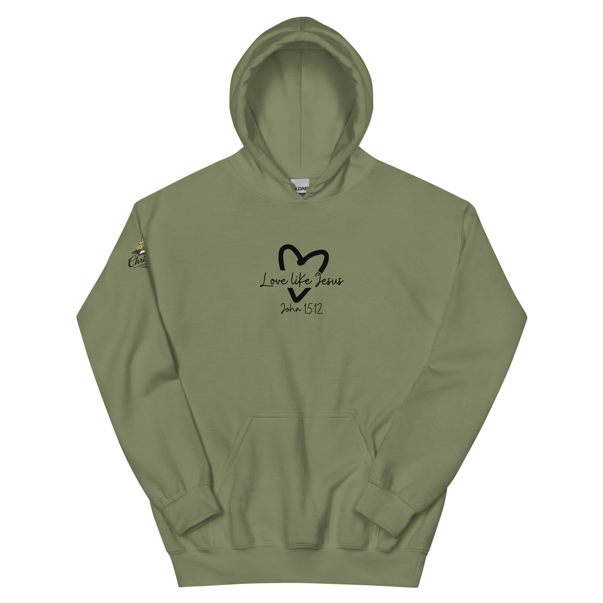Love Like Jesus Hoodie - Military Green - Front View