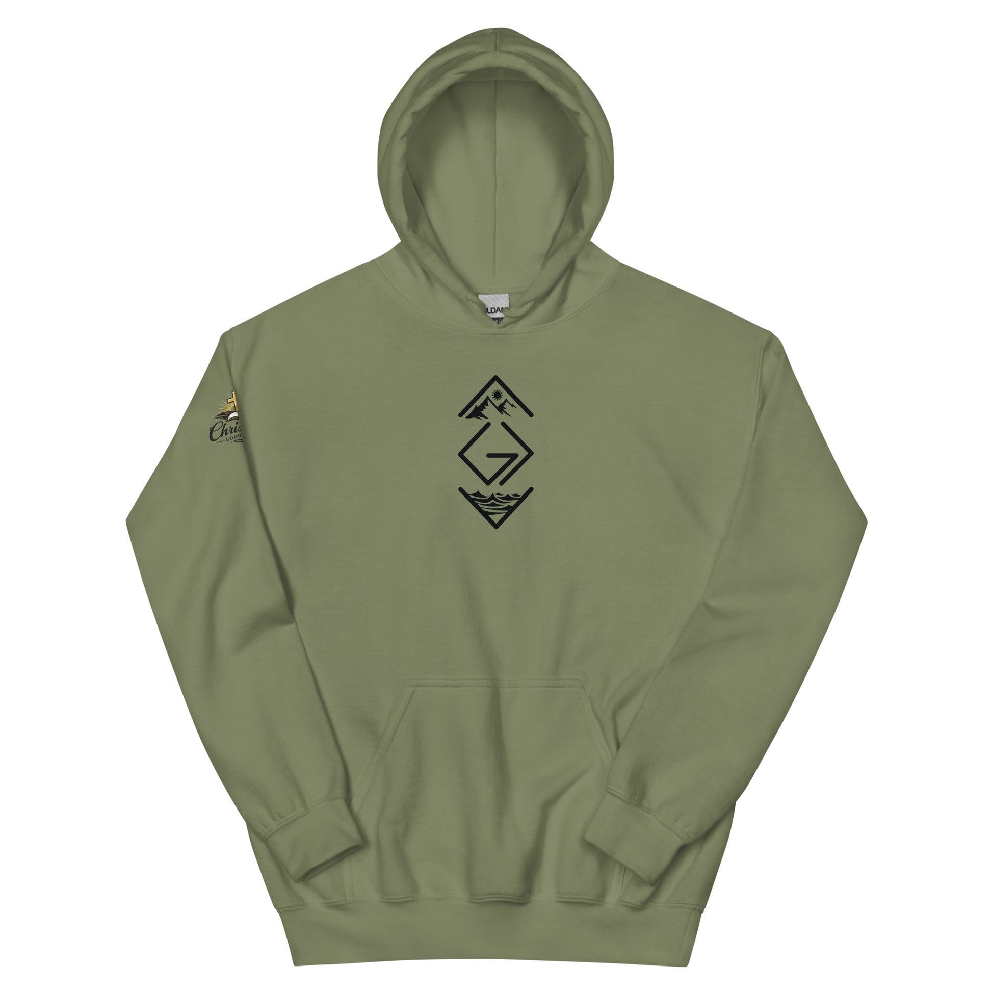 God is Greater Than Hoodie - Military Green - Front View