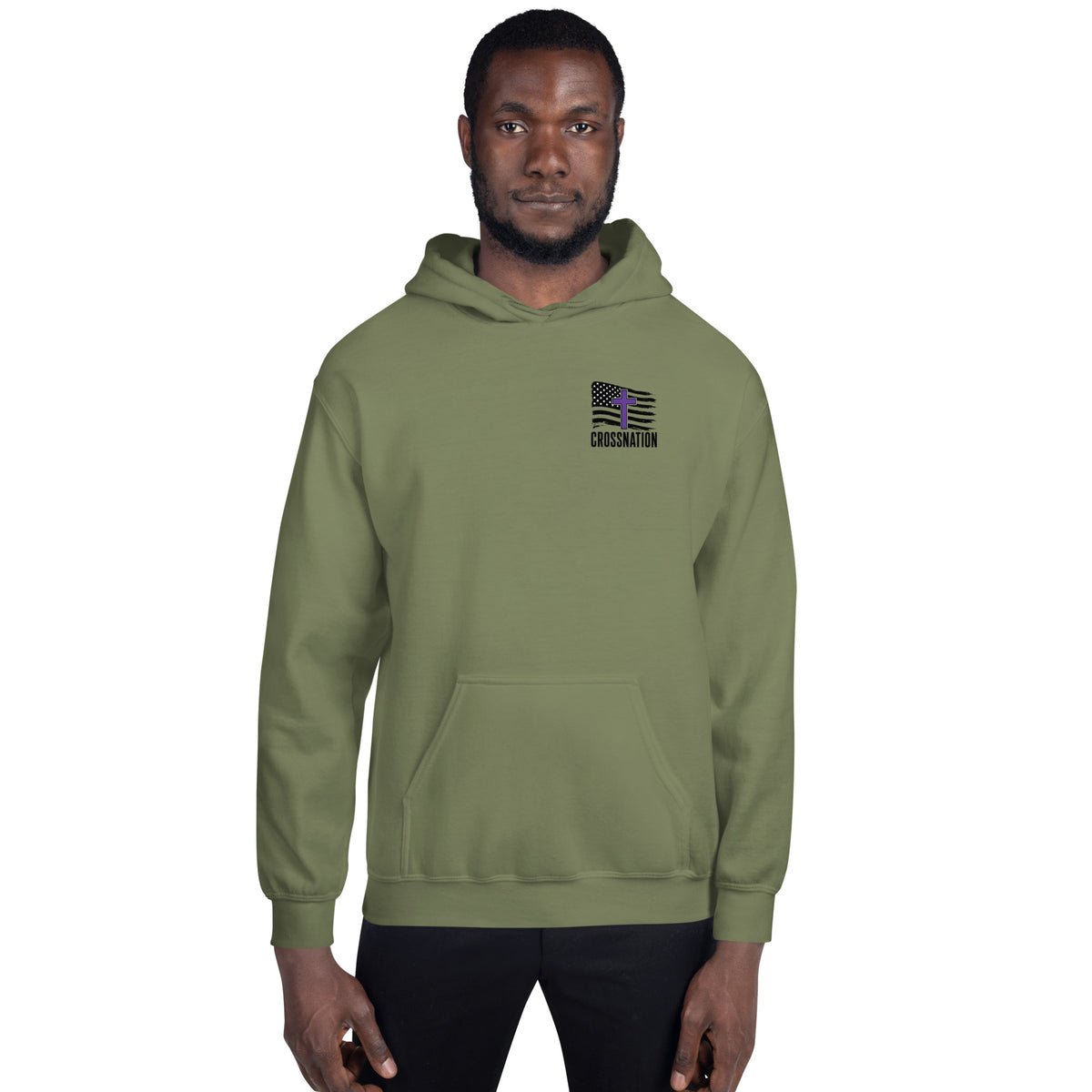 Heroes in Christ Security Hoodie - Military Green - Front View