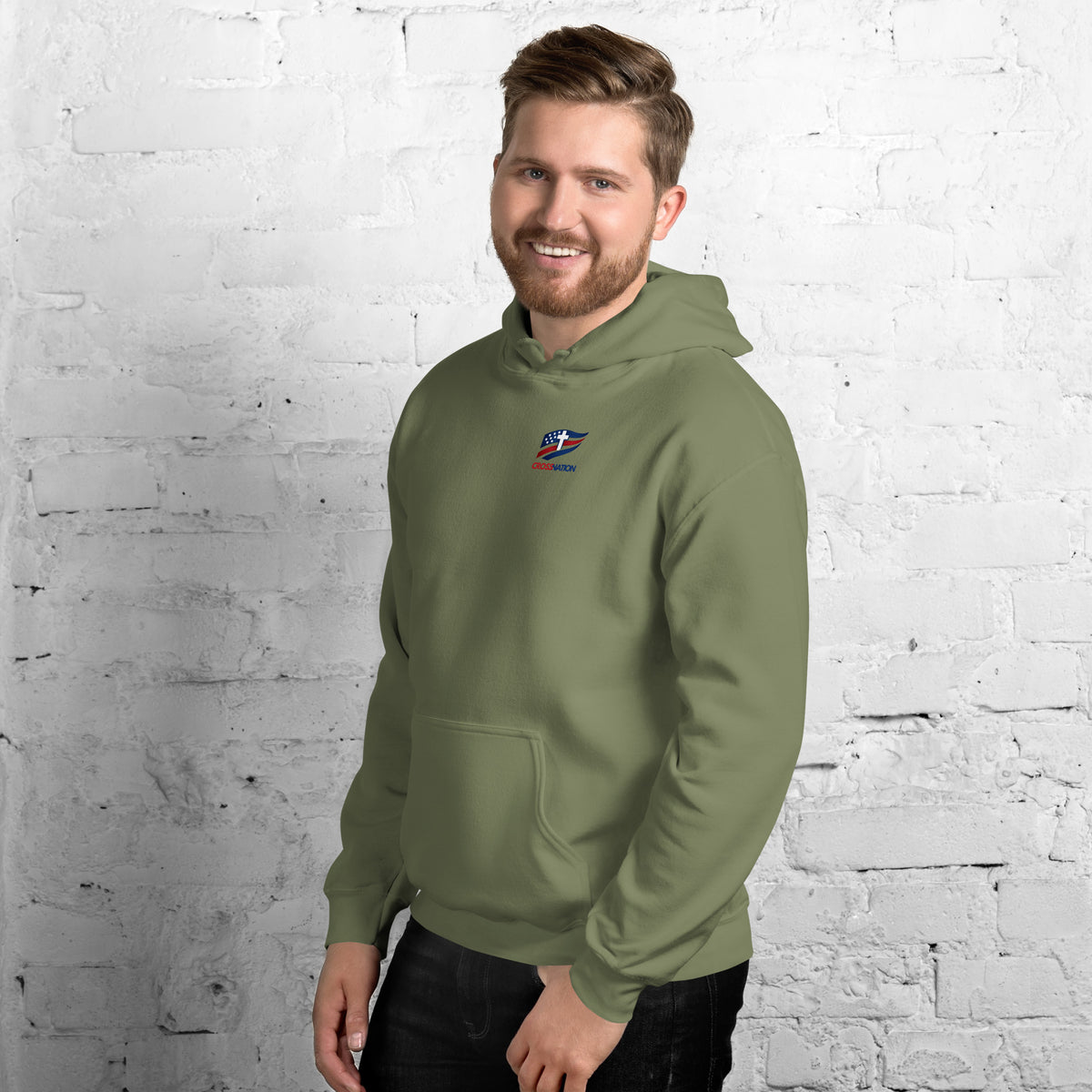 Heartland Hoodie - Military Green - Left Front View