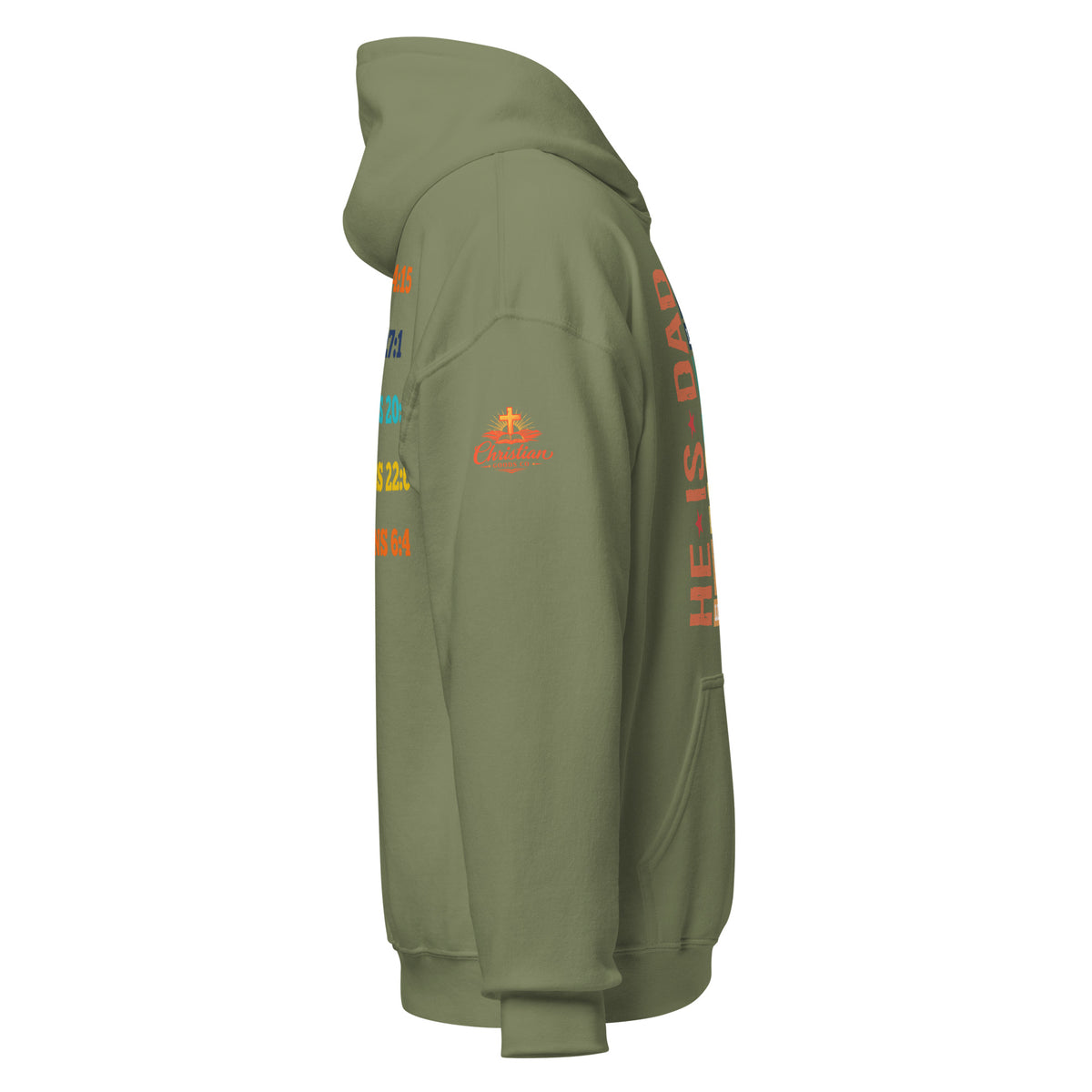 He is Dad Hoodie - Military Green - Right Side View