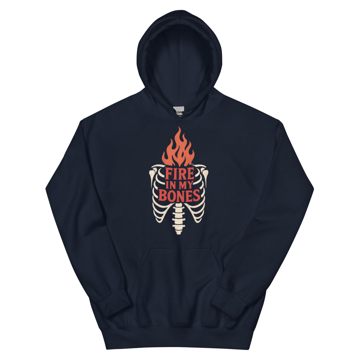 Fire in My Bones Hoodie - Navy - Front View