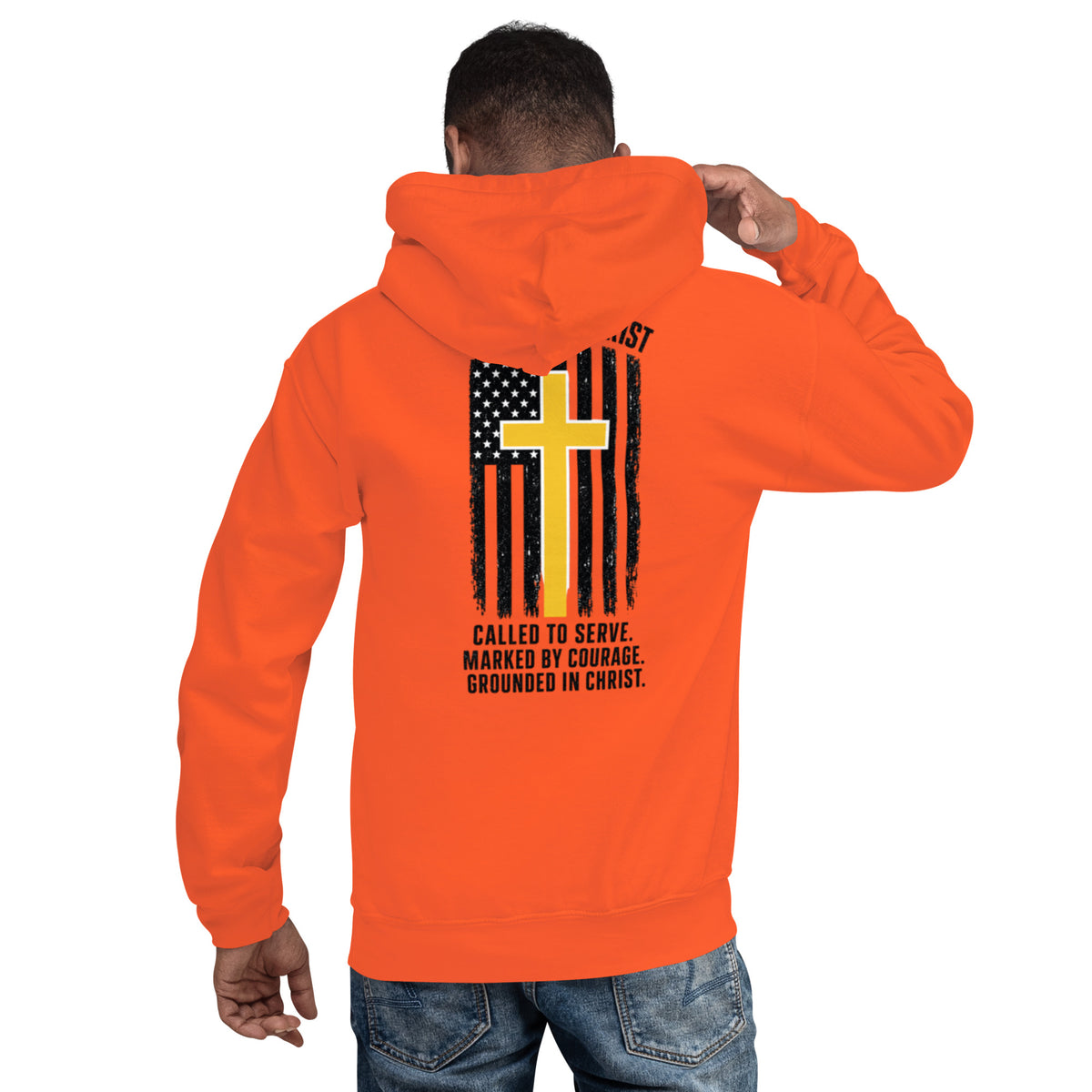 Heroes in Christ Dispatch Hoodie - Orange - Back View