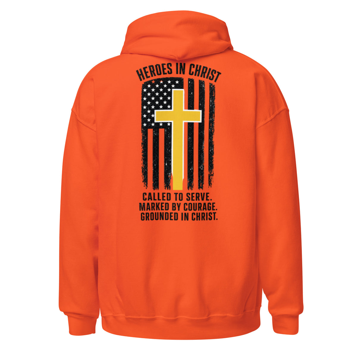 Heroes in Christ Dispatch Hoodie - Orange - Back View