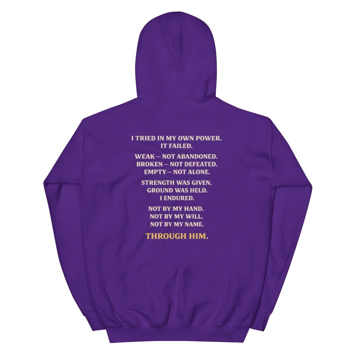Through Him Men's Hoodie - Purple - Back View