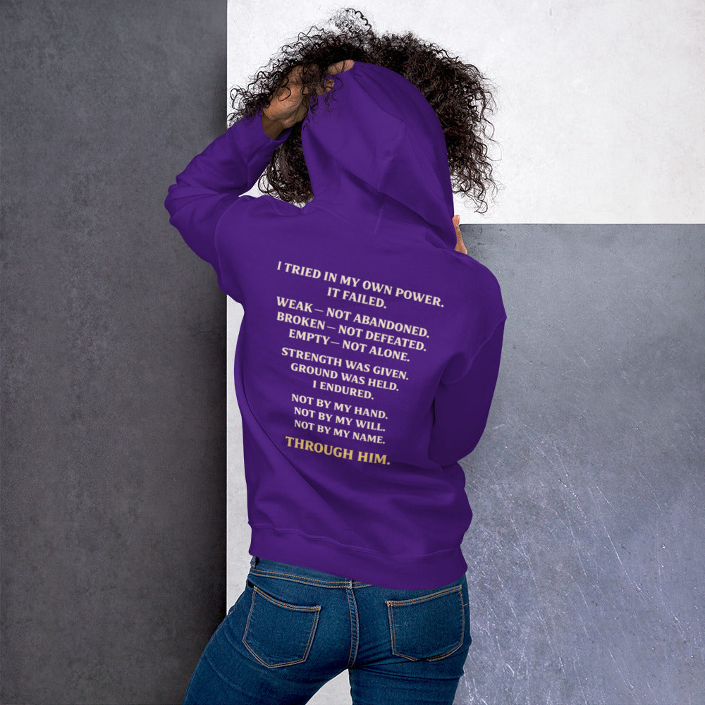Through Him Women's Hoodie - Purple - Back View