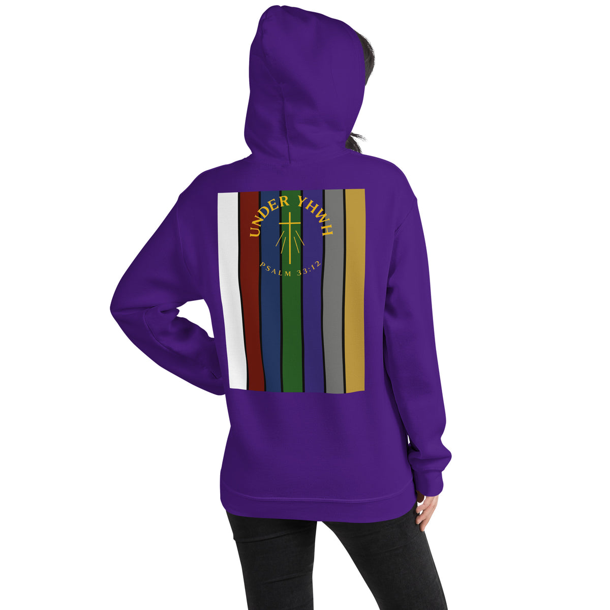 Under YHWH Banner Hoodie - Purple - Back View