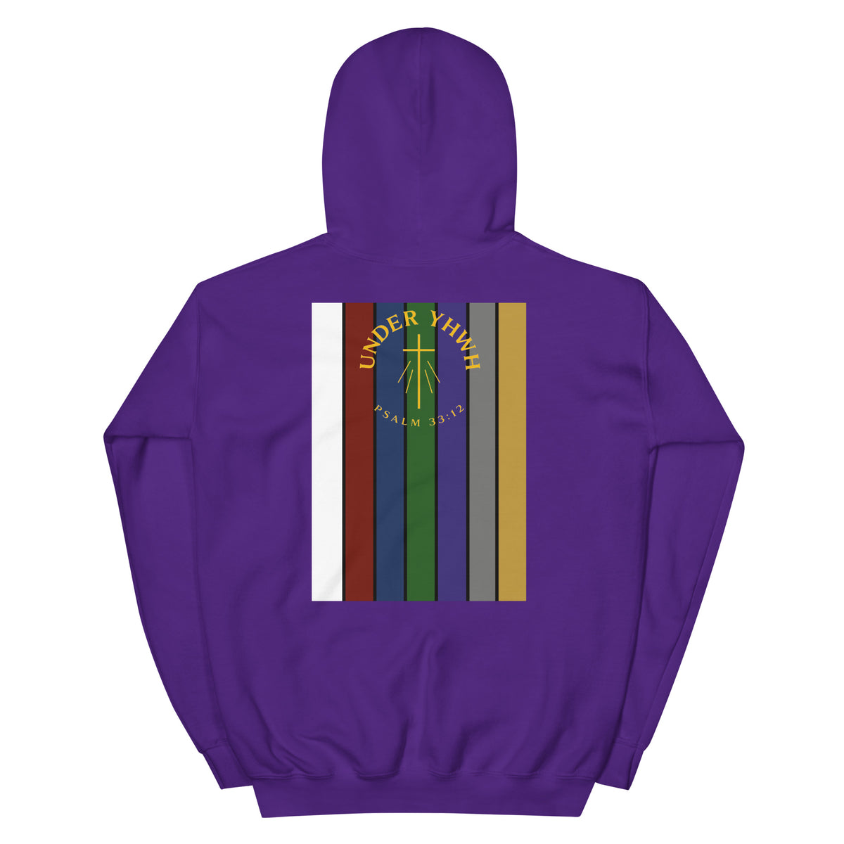 Under YHWH Banner Hoodie - Purple - Back View 2