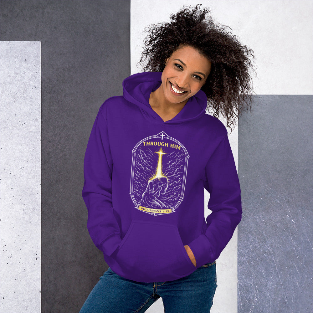 Through Him Women's Hoodie - Purple - Front View