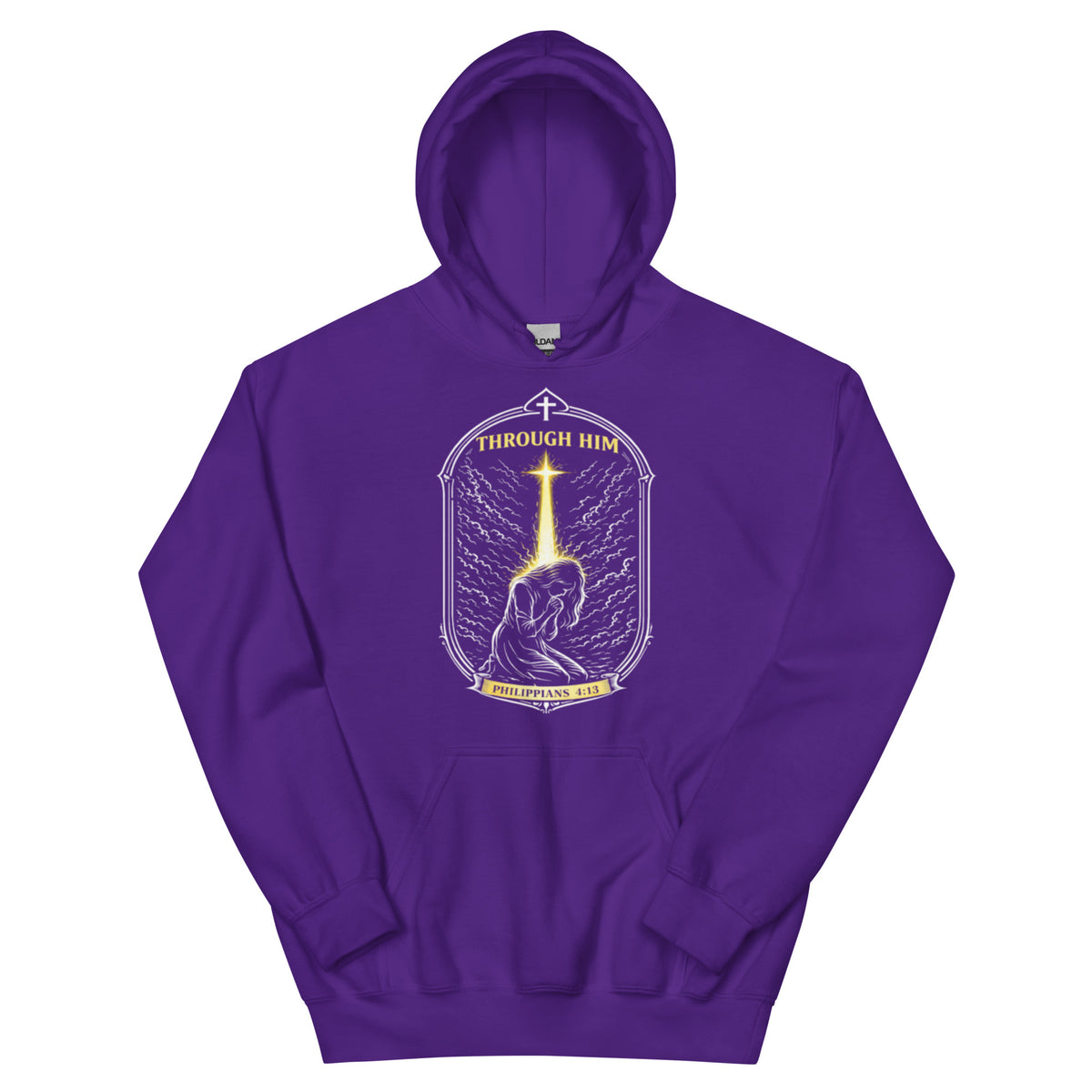 Through Him Women's Hoodie - Purple - Front View 2