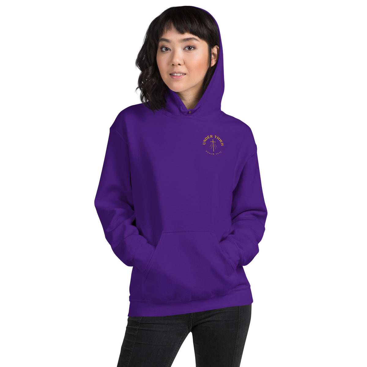 Under YHWH Banner Hoodie - Purple - Front View