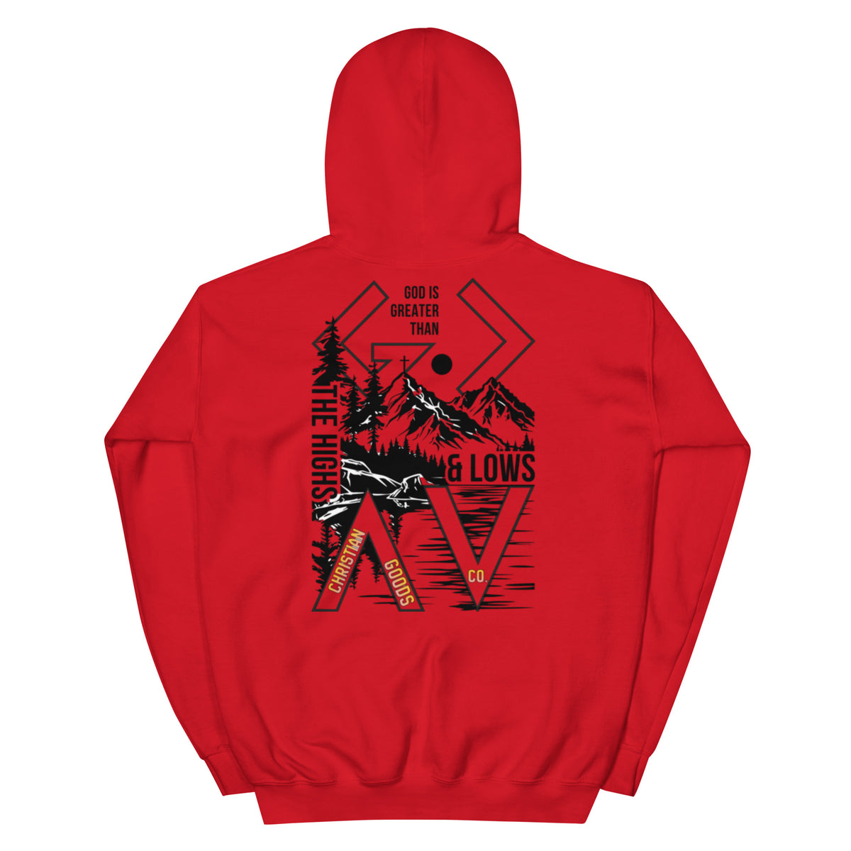 God is Greater Than Hoodie - Red - Back View
