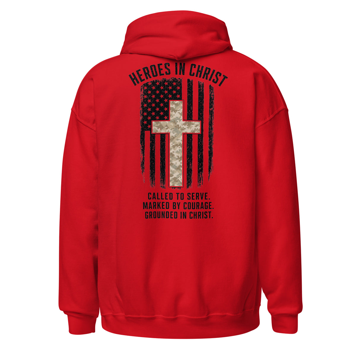 Heroes in Christ Marines Desert Camo Hoodie - Red - Back View 2