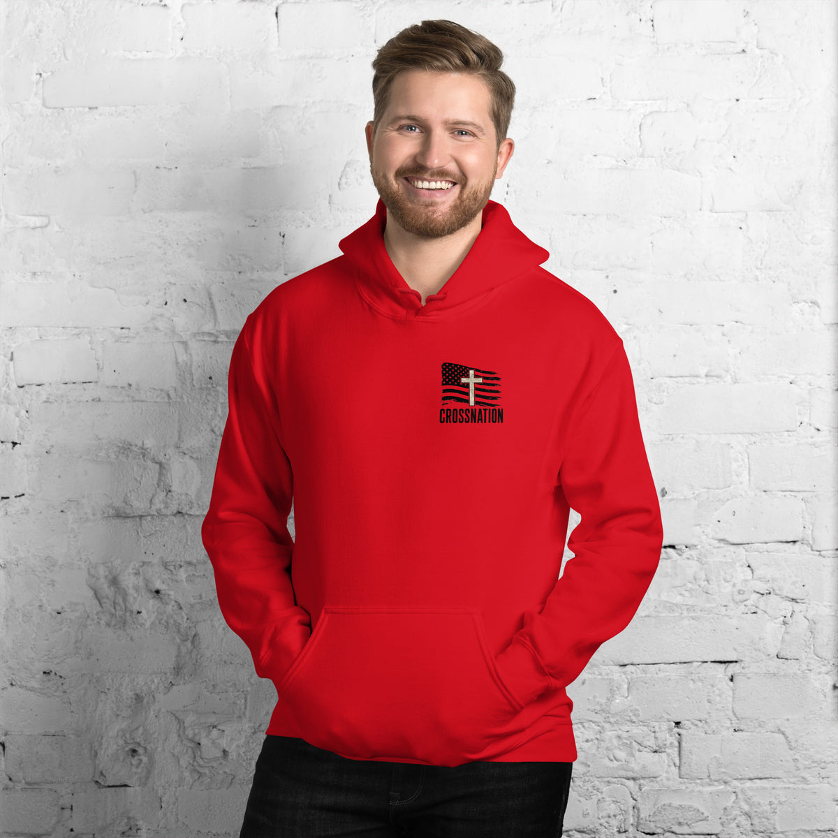 Heroes in Christ Marines Desert Camo Hoodie - Red - Front View 2