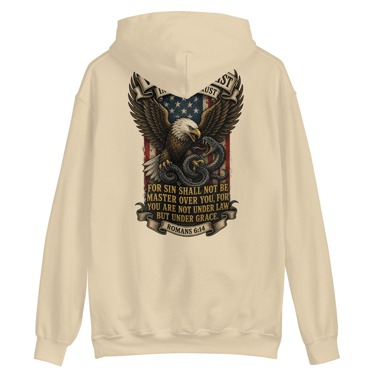 Victory in Christ Hoodie - Sand - Back View