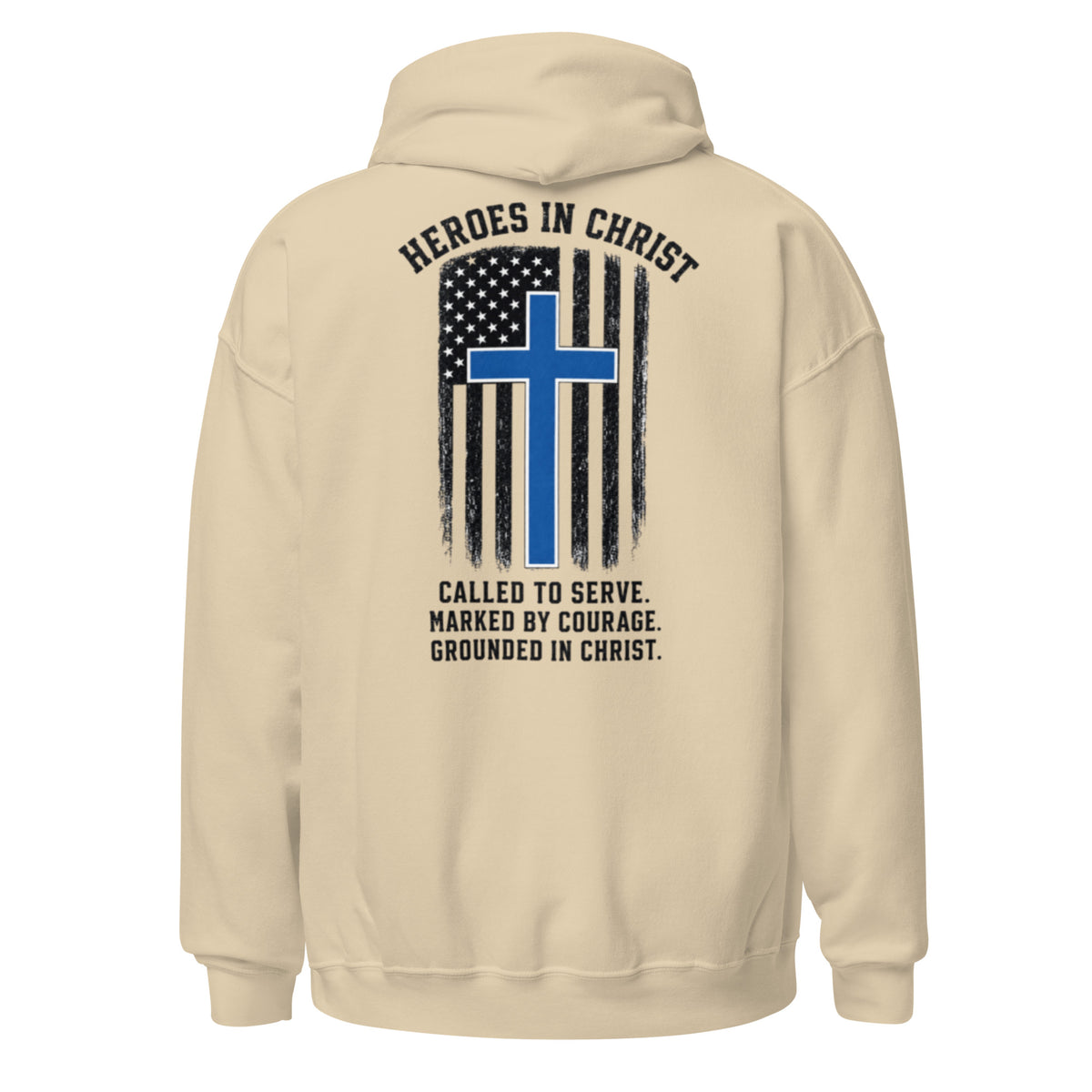 Heroes in Christ Police Hoodie - Sand - Back View