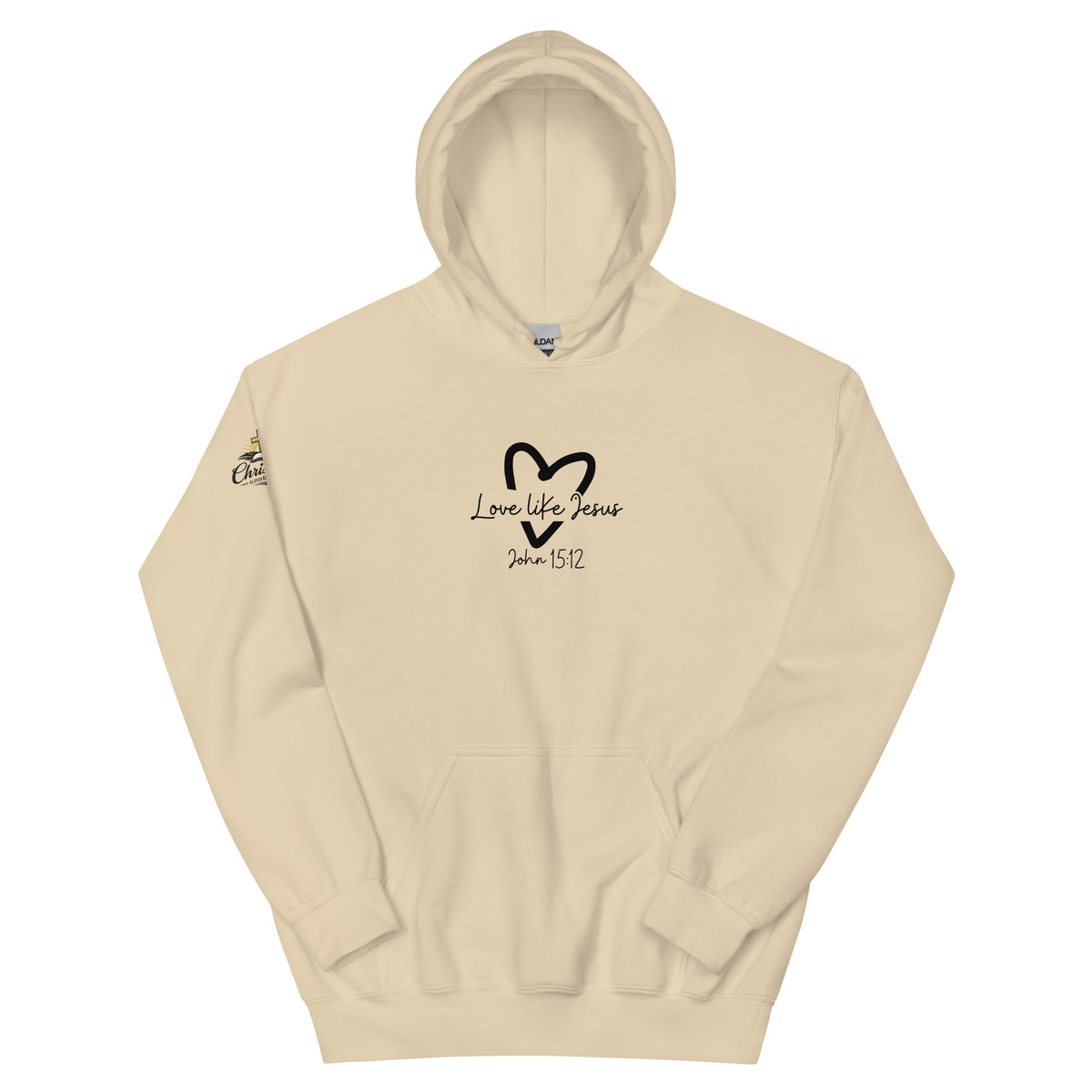 Love Like Jesus Hoodie - Sand - Front View