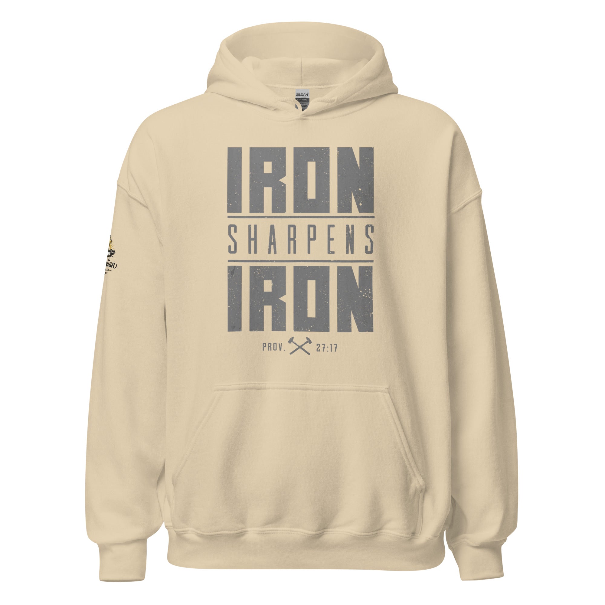 Men's Iron Sharpens Iron Hoodie - Sand - Front View