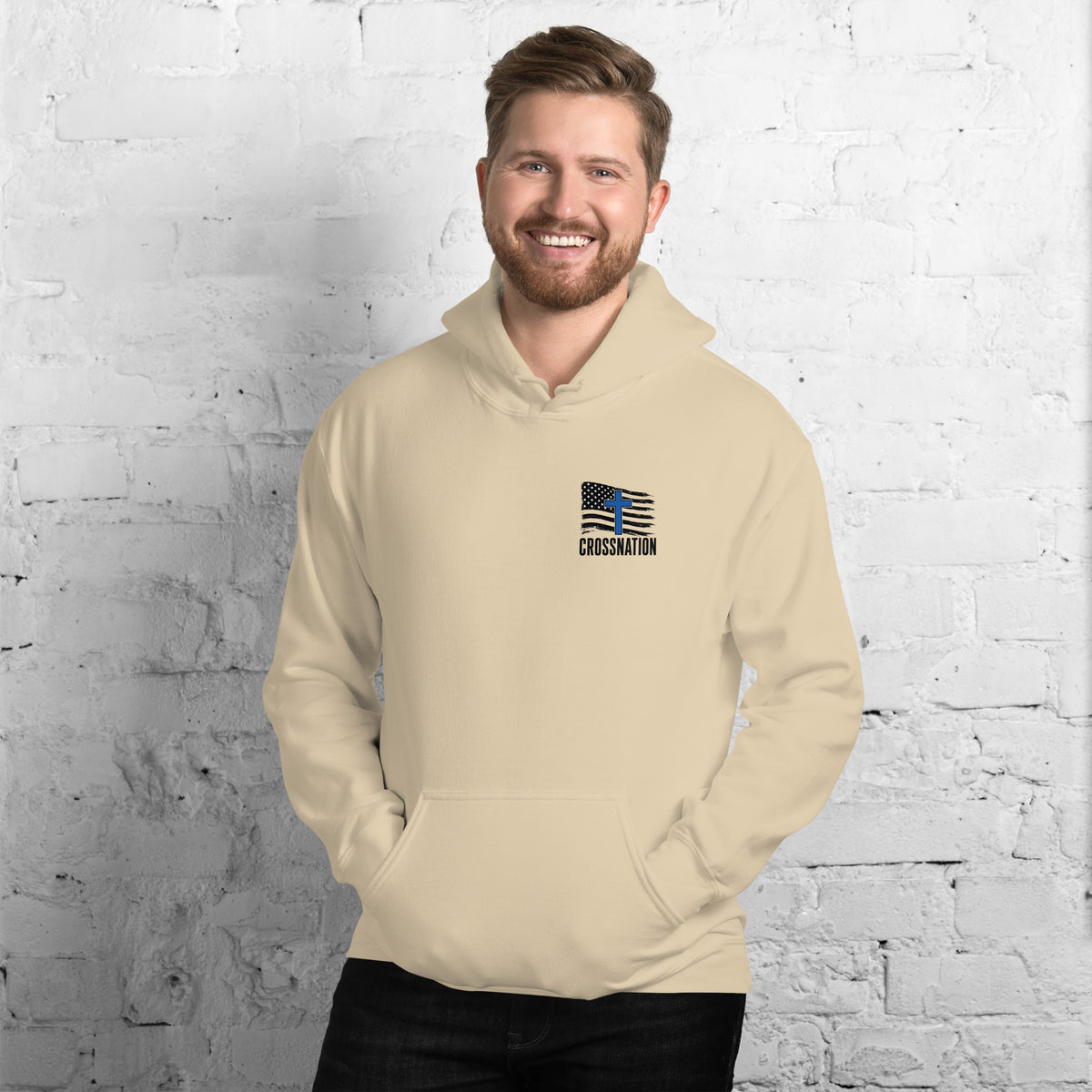 Heroes in Christ Police Hoodie - Sand - Front View