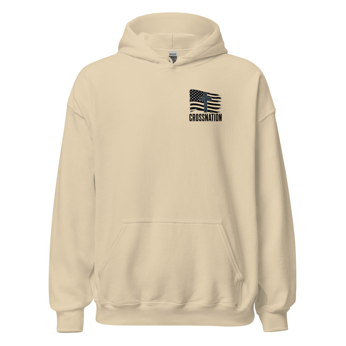 Heroes in Christ Navy Camo Hoodie - Sand - Front View