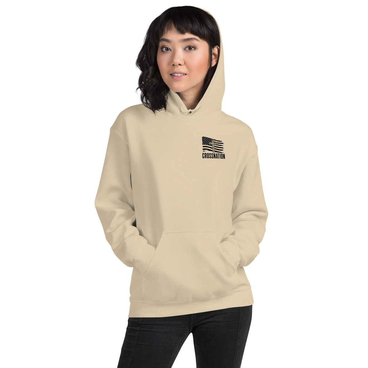 Heroes in Christ Army & Air Force Camo Hoodie - Sand - Front View