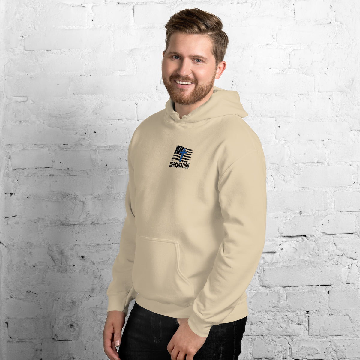 Heroes in Christ Police Hoodie - Sand - Left Front View