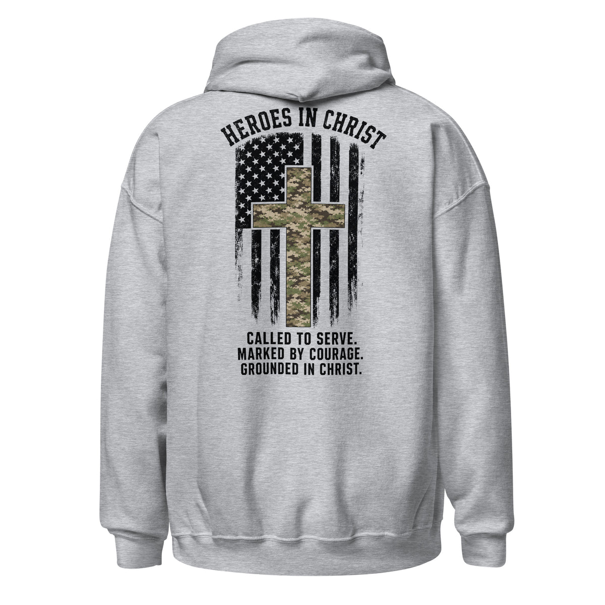Heroes in Christ Army & Air Force Camo Hoodie - Sport Grey - Back View 2