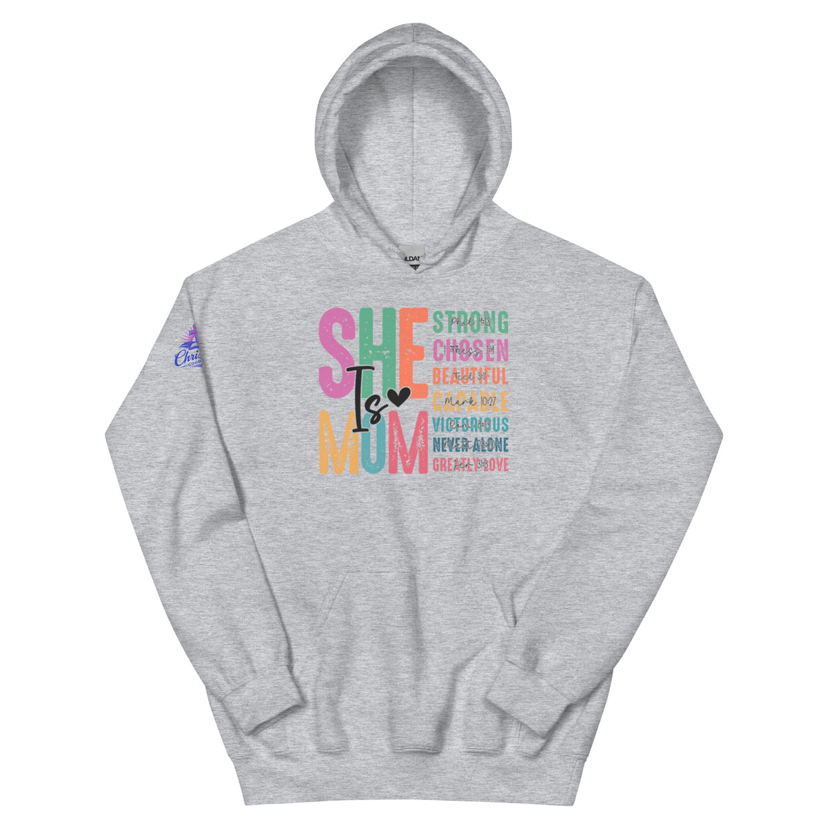 She is Mom Hoodie - Sport Grey - Front View 2