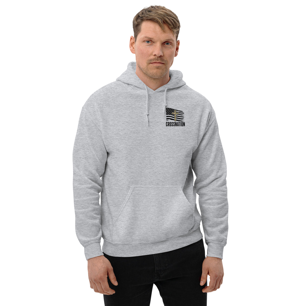 Heroes in Christ Army & Air Force Camo Hoodie - Sport Grey - Front View 2