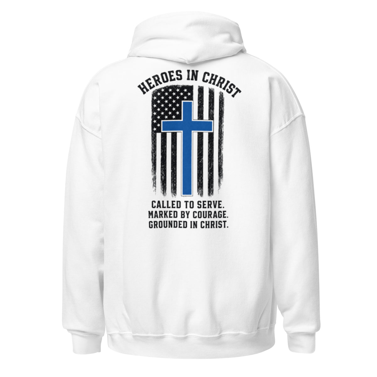 Heroes in Christ Police Hoodie - White - Back View