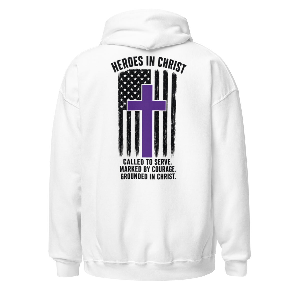 Heroes in Christ Security Hoodie - White - Back View