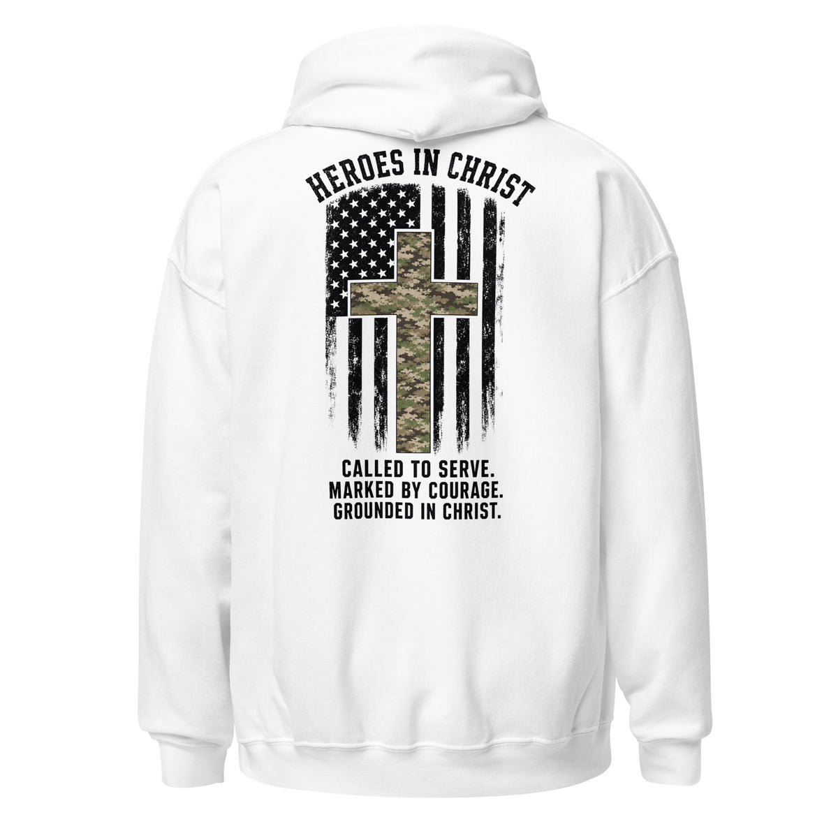 Heroes in Christ Army & Air Force Camo Hoodie - White - Back View