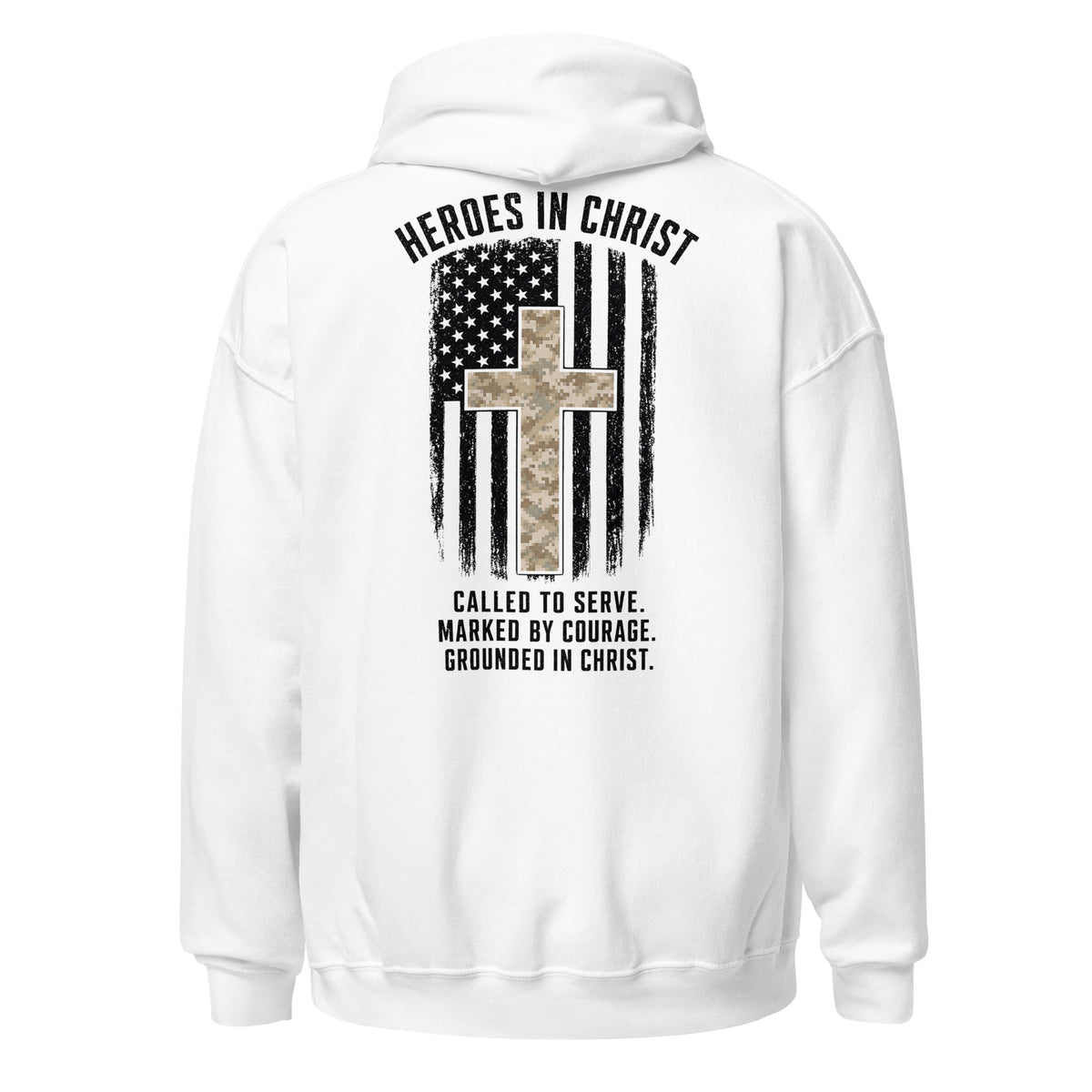 Heroes in Christ Marines Desert Camo Hoodie - White - Back View