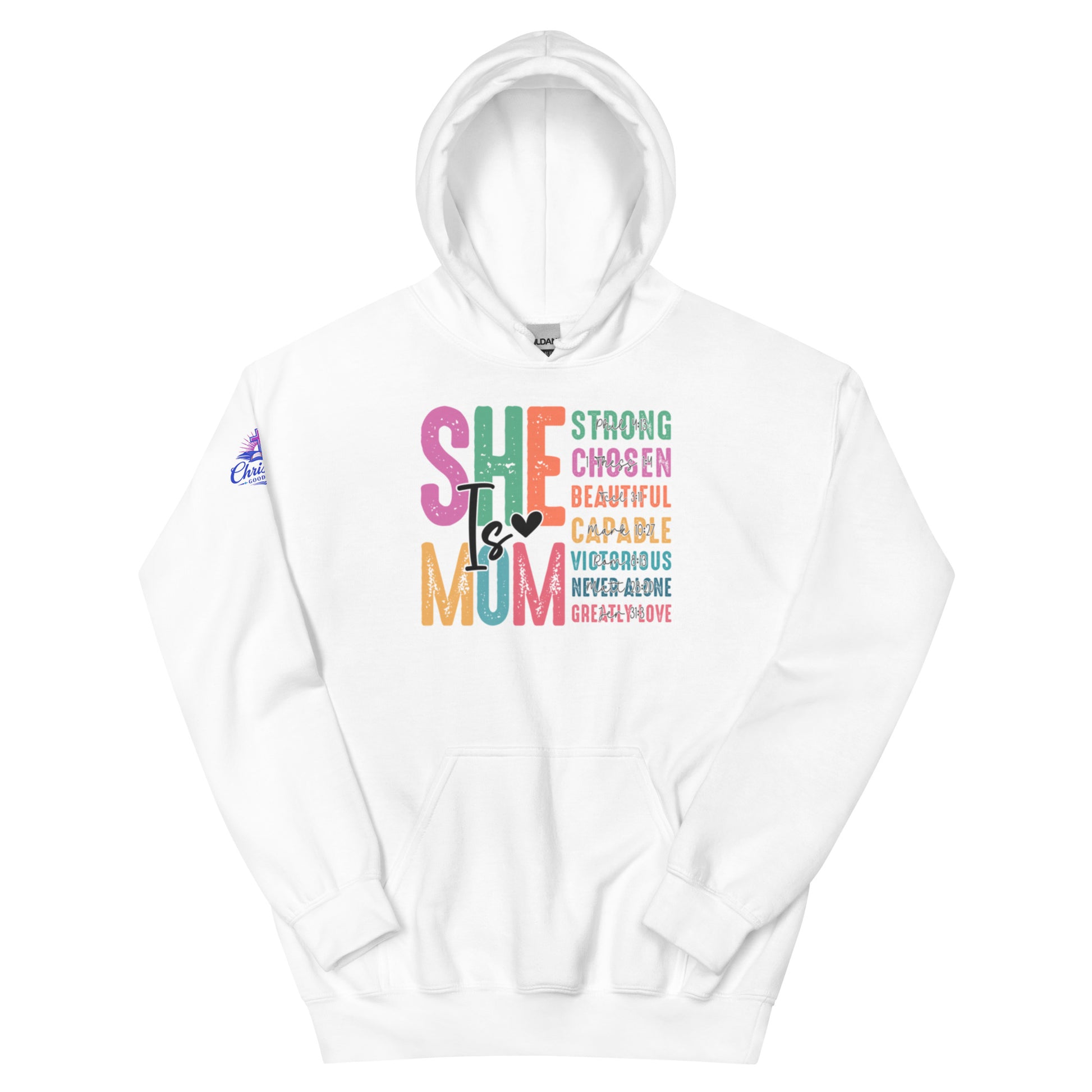 She is Mom Hoodie - White - Front View
