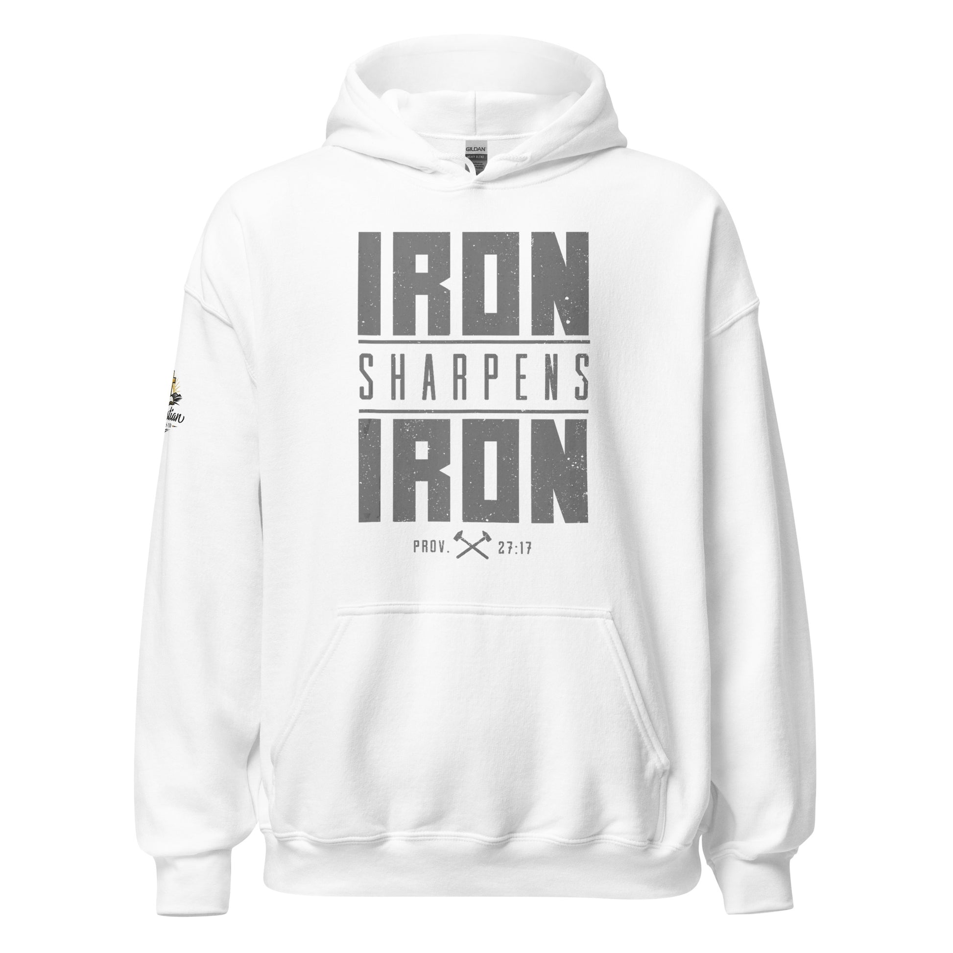 Men's Iron Sharpens Iron Hoodie - White - Front View
