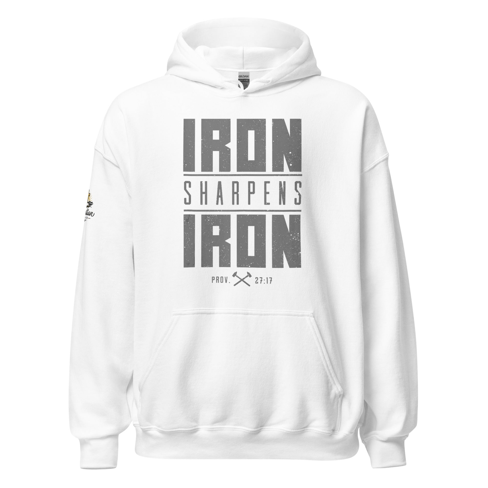 Men's Iron Sharpens Iron Hoodie - White - Front View