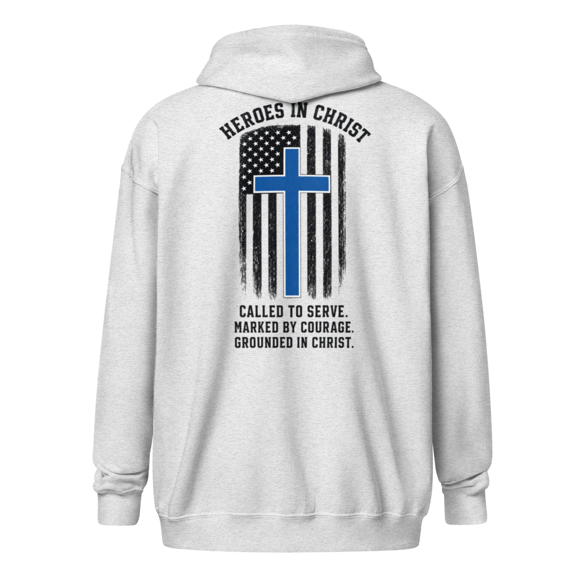 Heroes in Christ Police Full Zip Hoodie - Ash - Back View
