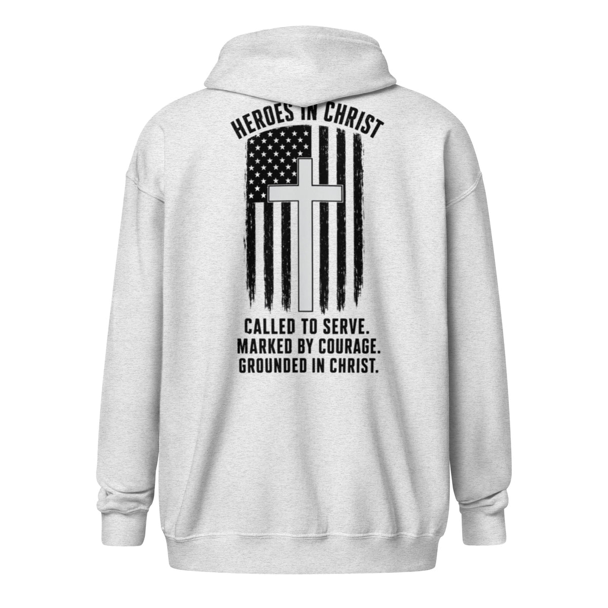 Heroes in Christ Healthcare Full Zip Hoodie - Ash - Back View