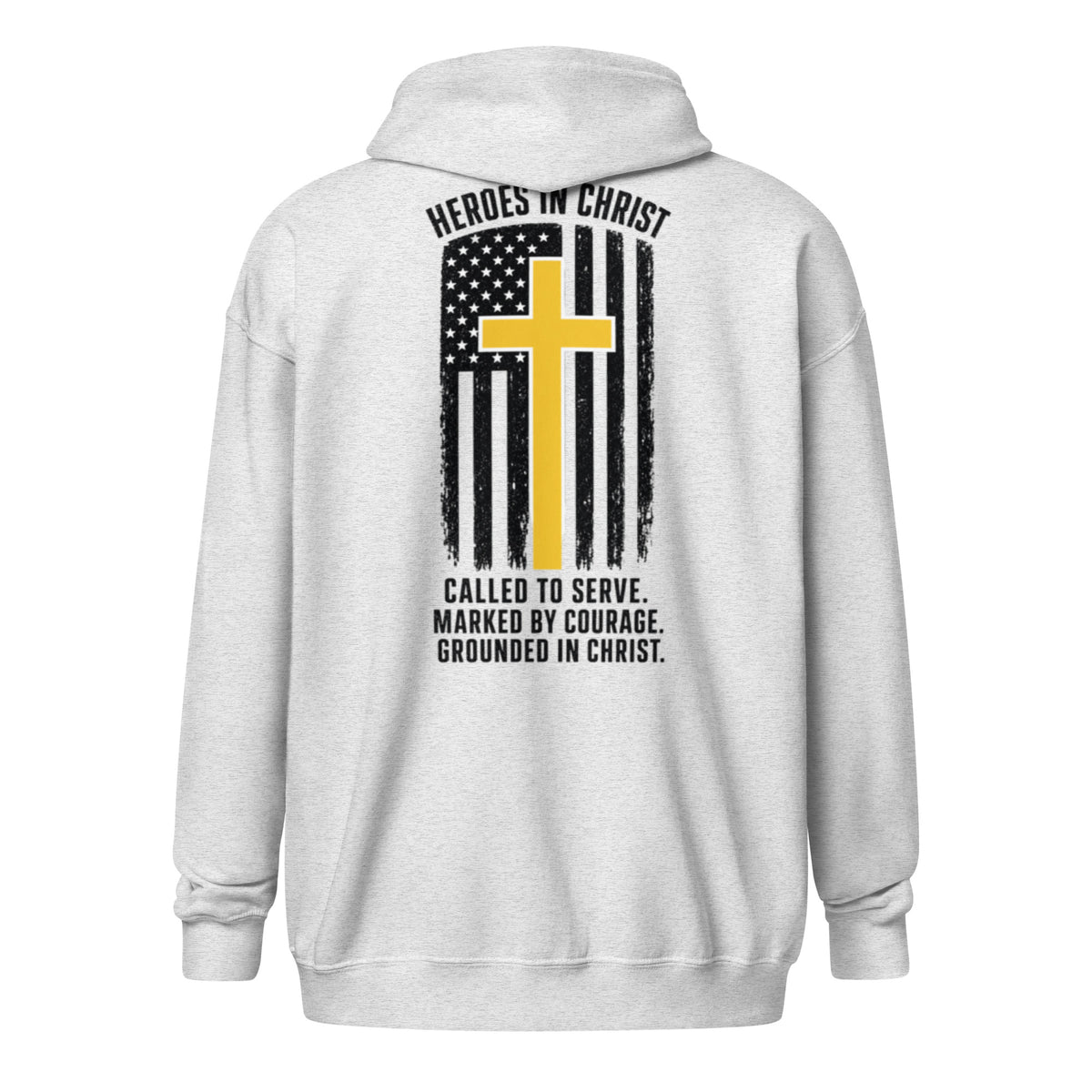 Heroes in Christ Dispatch Full Zip Hoodie - Ash - Back View