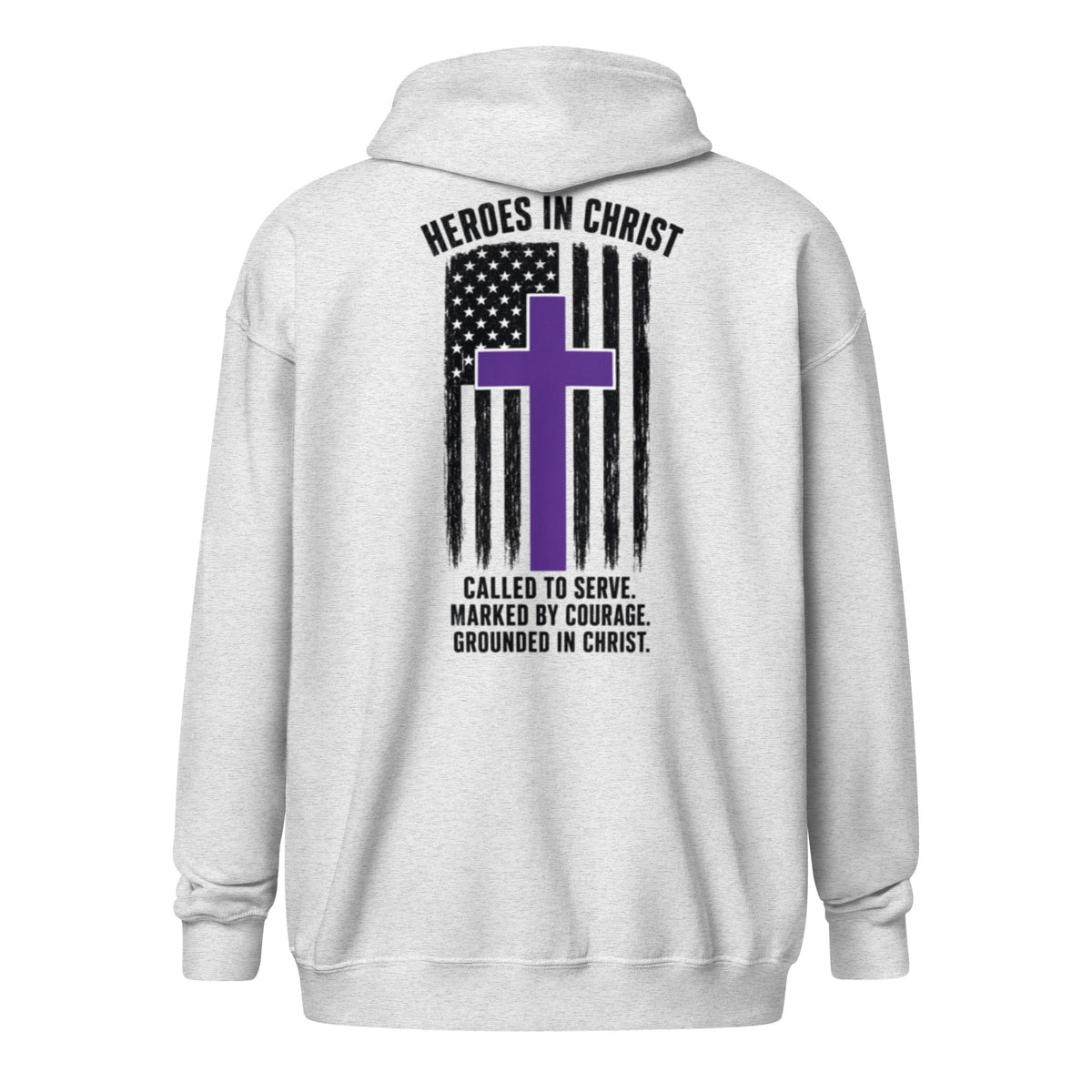 Heroes in Christ Security Full Zip Hoodie - Ash - Back View