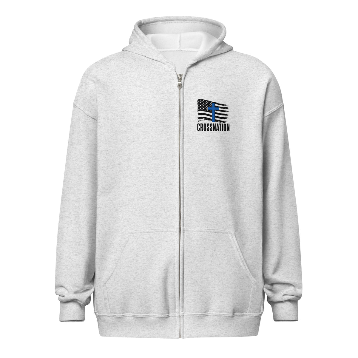 Heroes in Christ Police Full Zip Hoodie - Ash - Front View