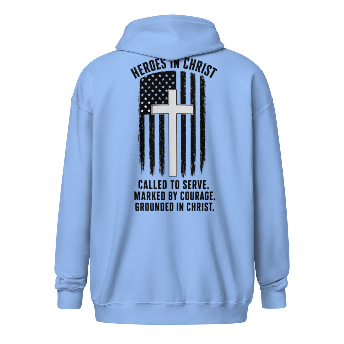 Heroes in Christ Healthcare Full Zip Hoodie - Carolina Blue - Back View