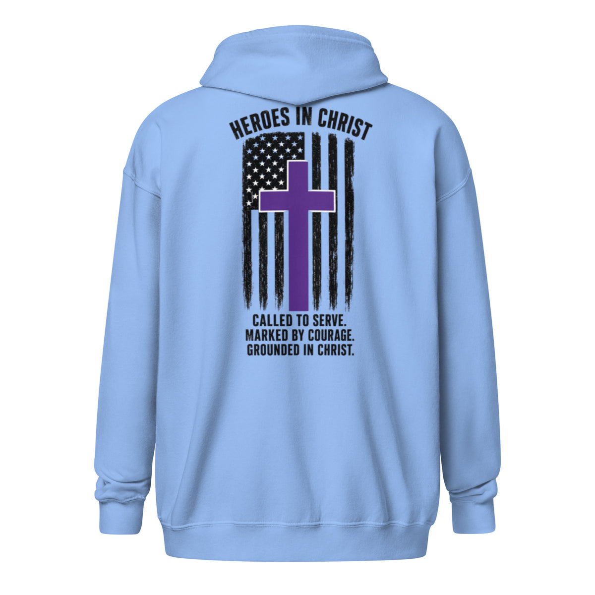 Heroes in Christ Security Full Zip Hoodie - Carolina Blue - Back View