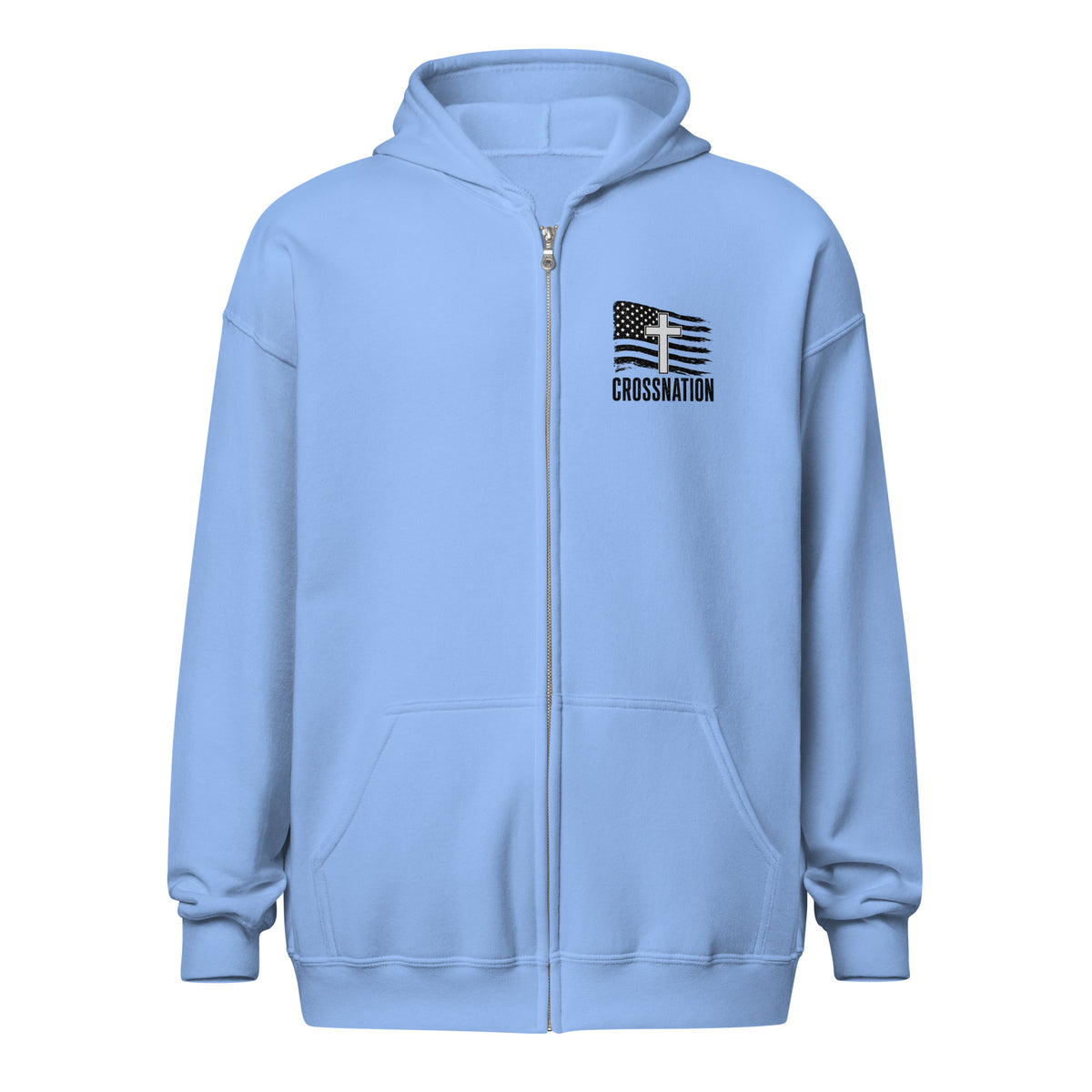 Heroes in Christ Healthcare Full Zip Hoodie - Carolina Blue - Front View