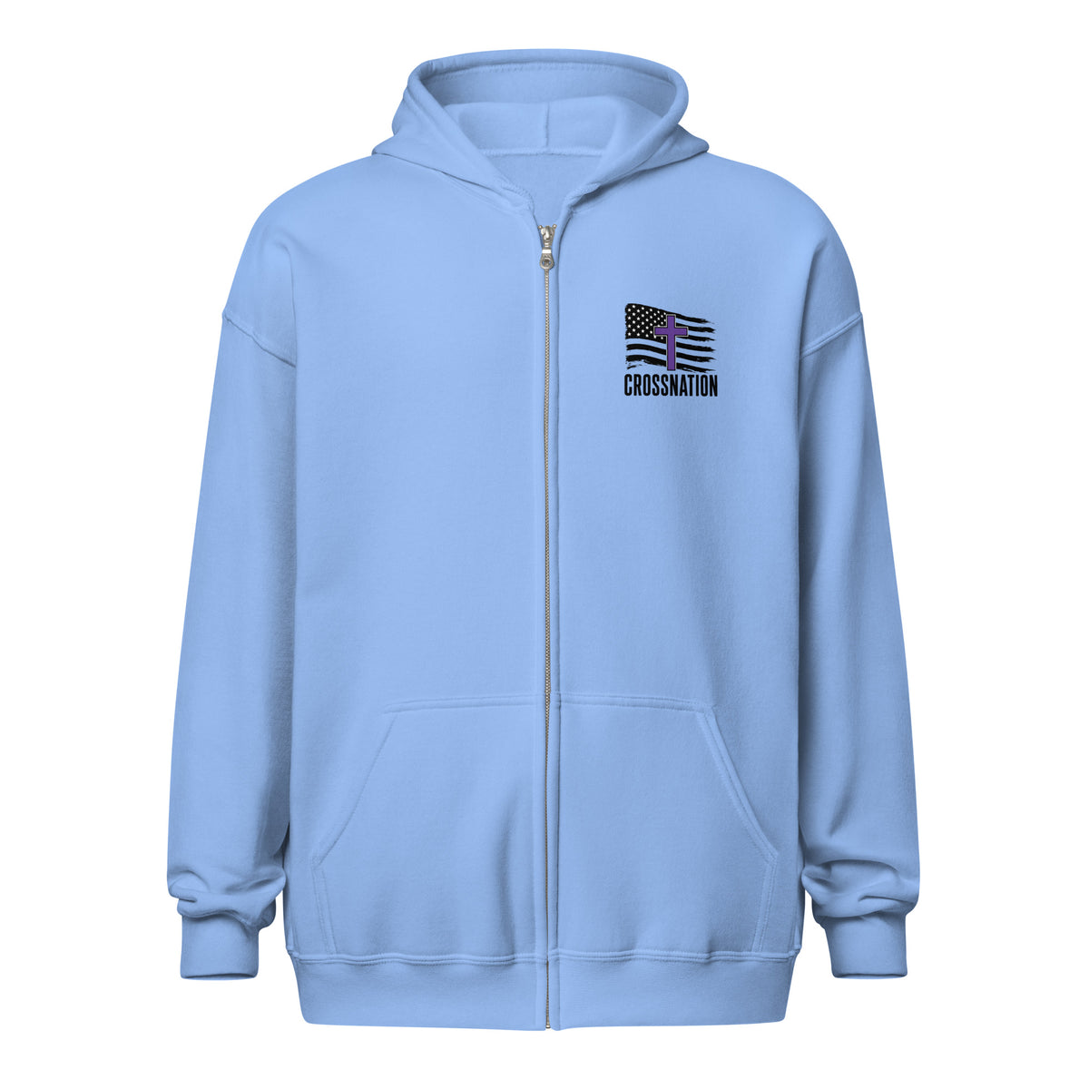Heroes in Christ Security Full Zip Hoodie - Carolina Blue - Front View