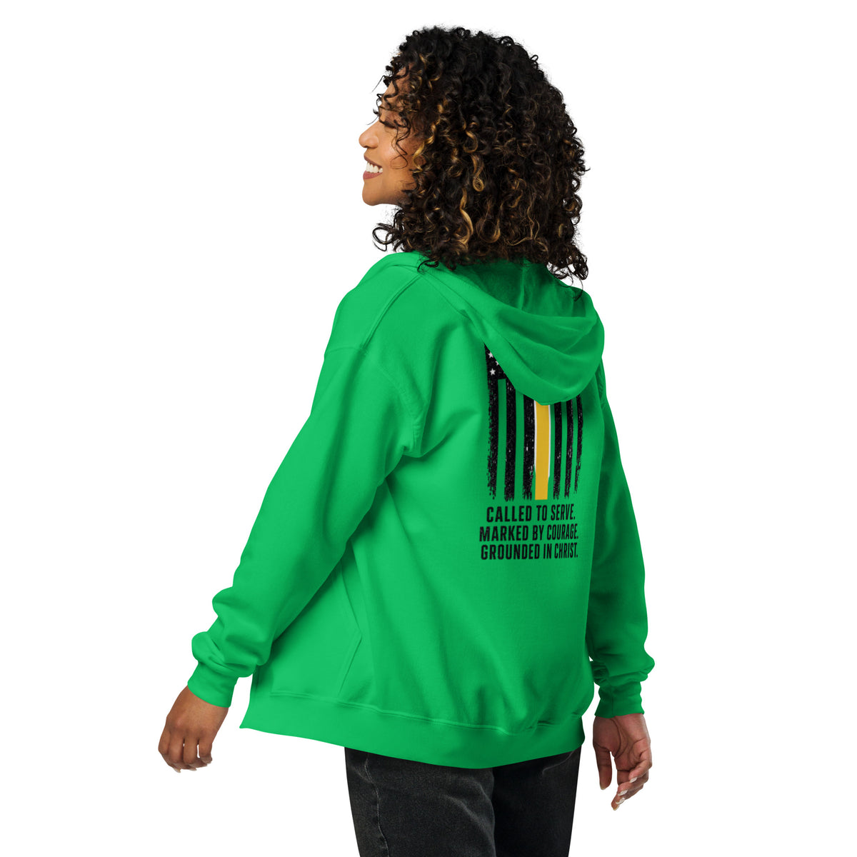 Heroes in Christ Dispatch Full Zip Hoodie - Irish Green - Back View