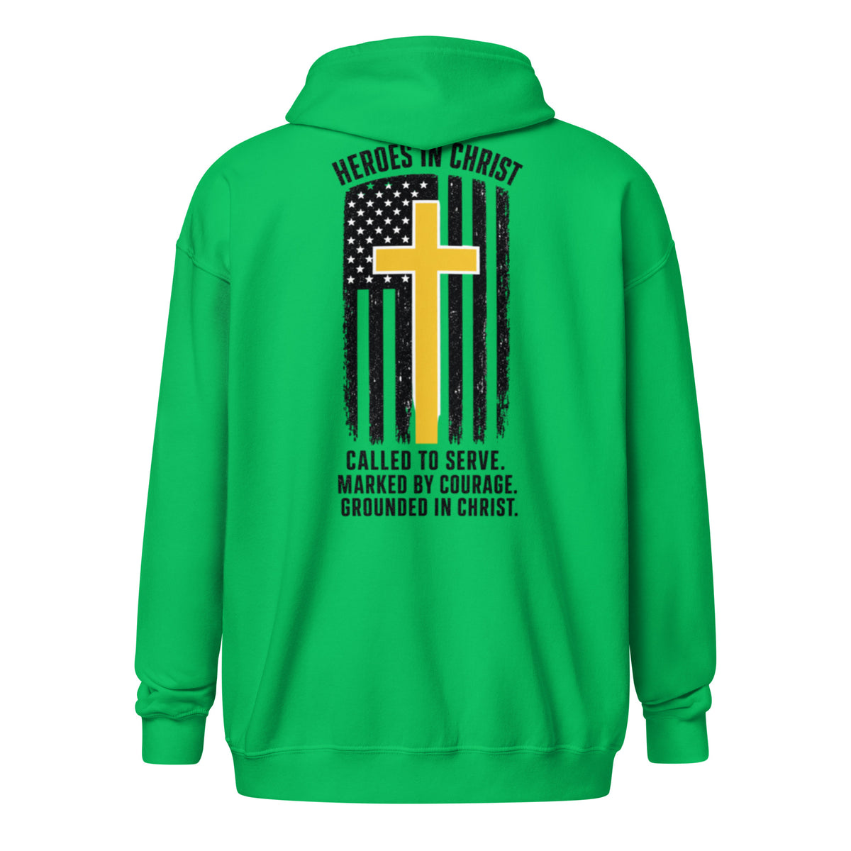 Heroes in Christ Dispatch Full Zip Hoodie - Irish Green - Back View