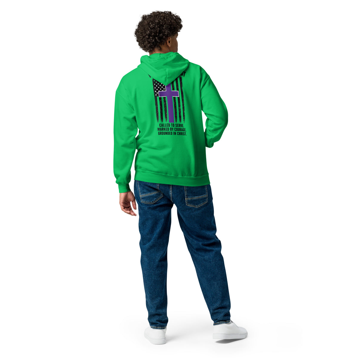 Heroes in Christ Security Full Zip Hoodie - Irish Green - Back View