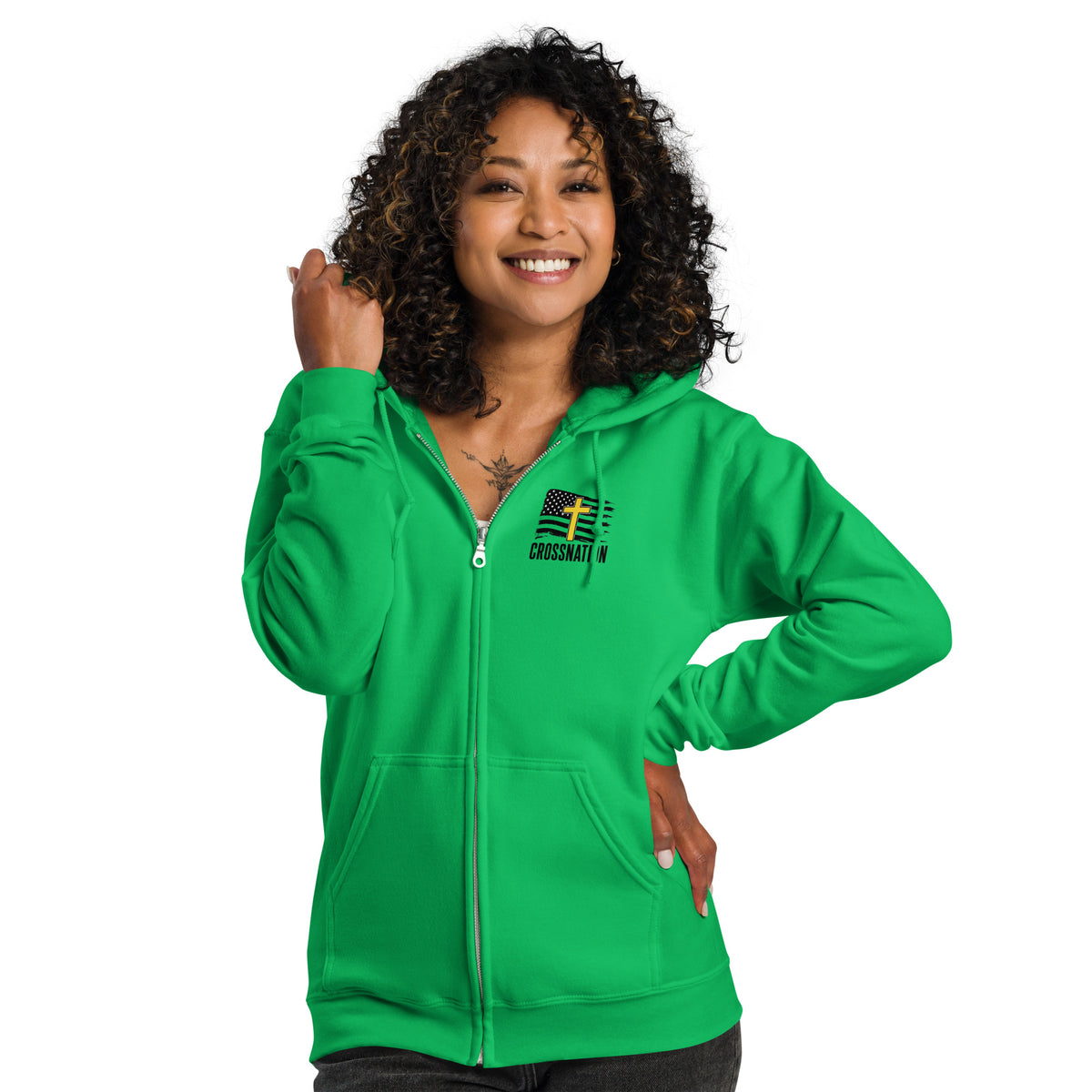 Heroes in Christ Dispatch Full Zip Hoodie - Irish Green - Front View
