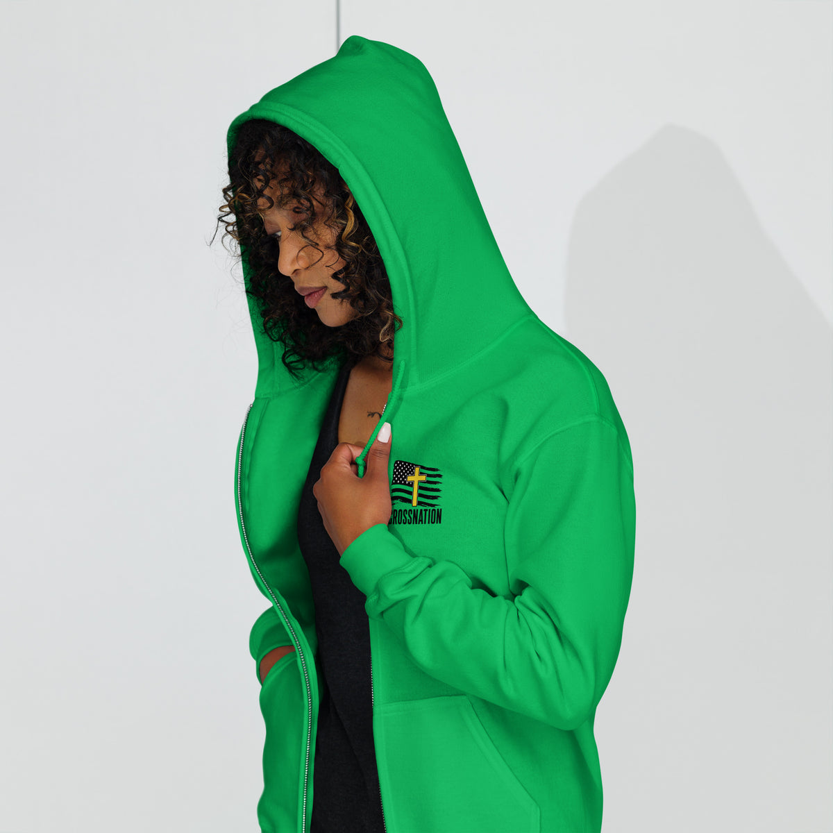 Heroes in Christ Dispatch Full Zip Hoodie - Irish Green - Front View